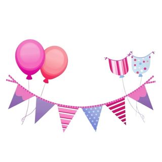 彩旗气球装饰彩色免抠