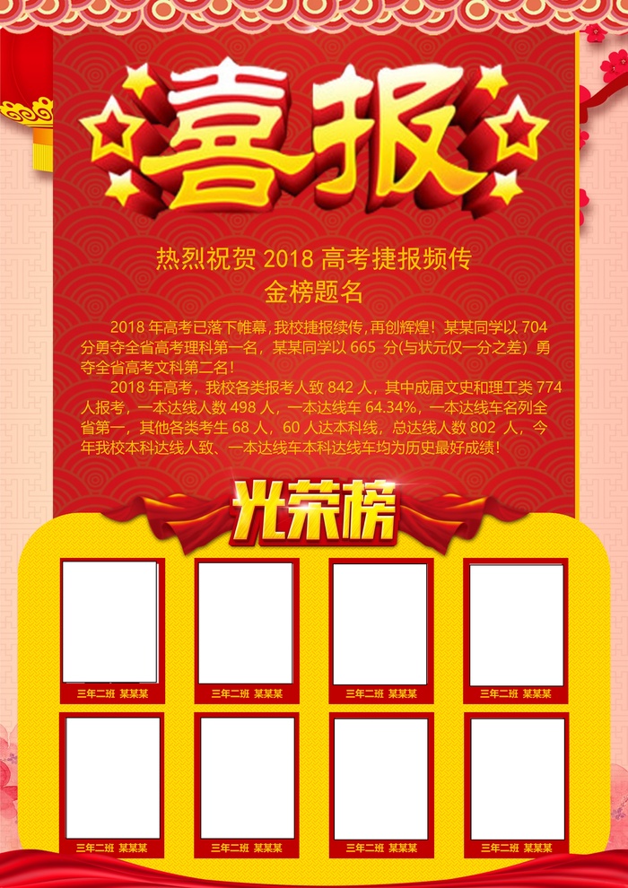喜报战报海报贺喜金榜题名