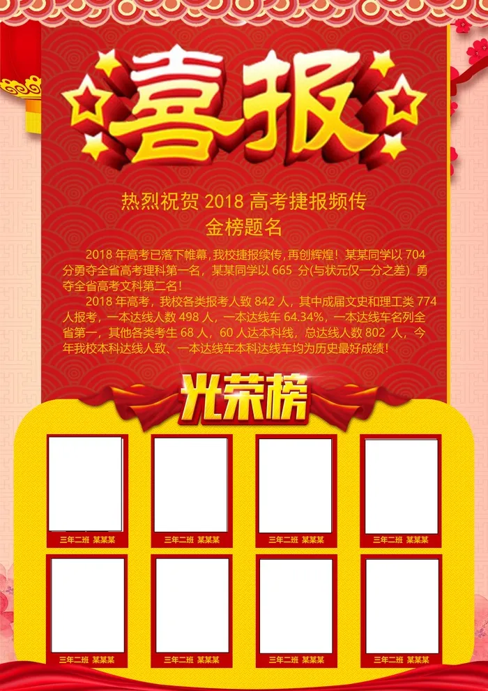 喜报战报海报贺喜金榜题名