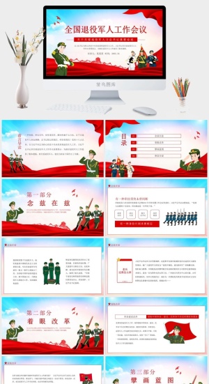 全国退役军人工作会议宣传PPT预览图