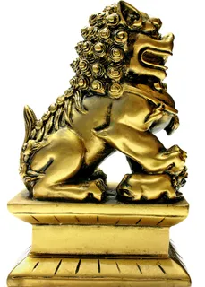 雕塑金色狮子素材