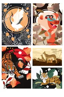 AI矢量动物原始插画