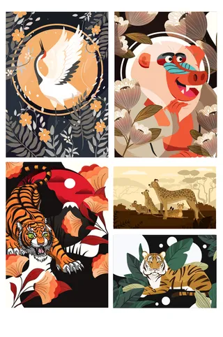 AI矢量动物原始插画