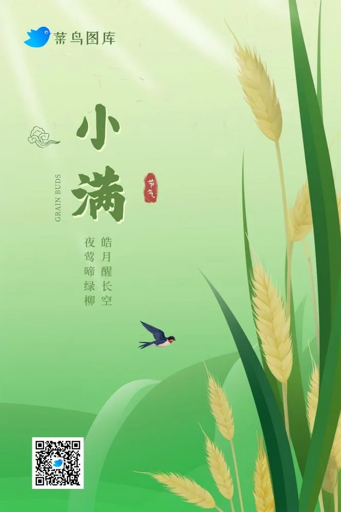 小满节气国风简约海报(2000x3000)psd模版下载
