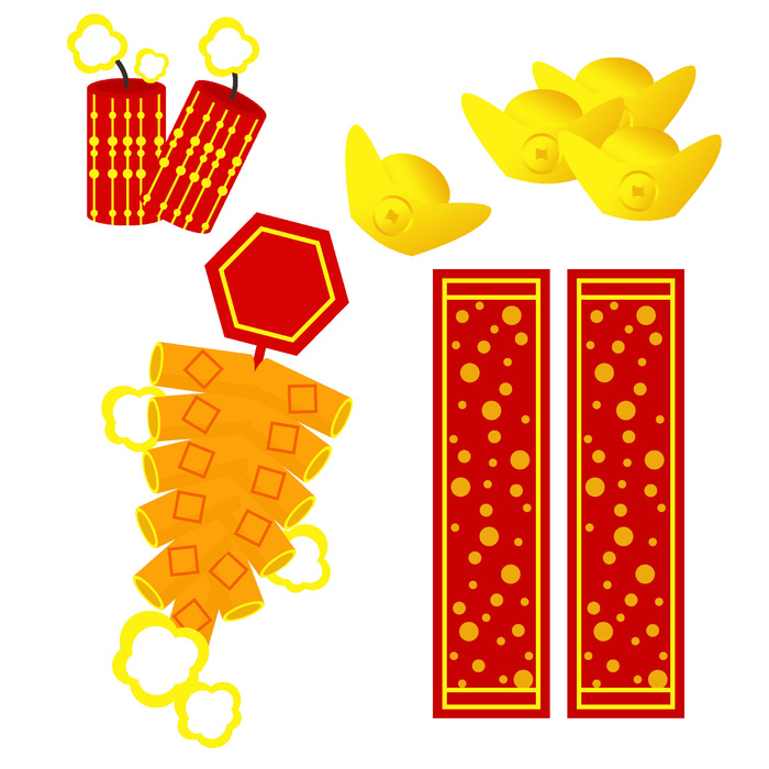焰火对联灯笼装饰新年psd模版下载