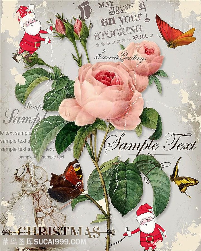 欧式花与蝴蝶装饰画