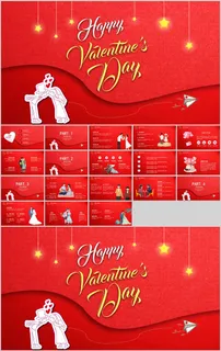 红色卡通情人节活动策划PPT