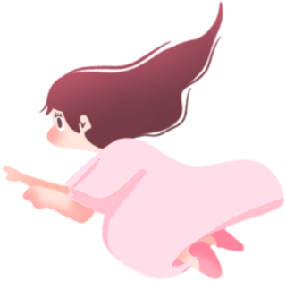 趴着的小女孩粉色衣服可爱卡通