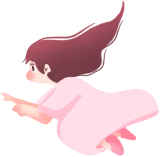 趴着的小女孩粉色衣服可爱卡通