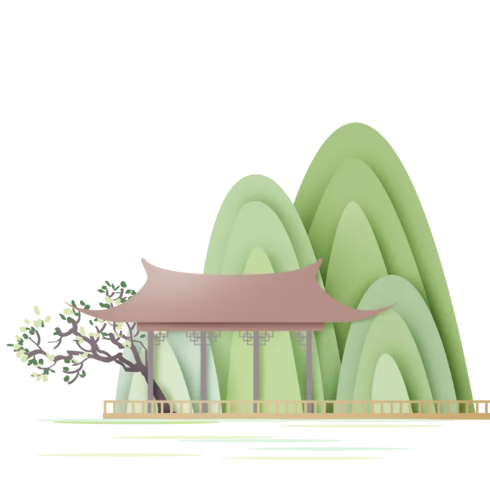 清明元素古风中式清明节山水画中国风绿色