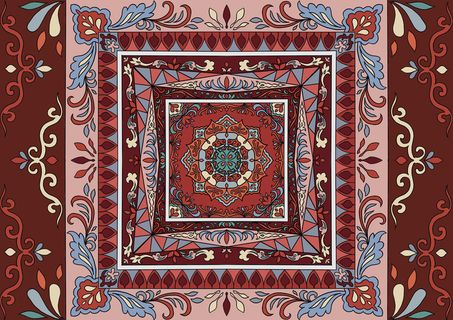 复古中式国潮风敦煌花纹装饰图案花卉藻井肌理圆形边框素材