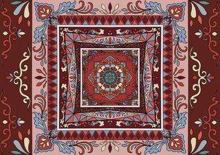 复古中式国潮风敦煌花纹装饰图案花卉藻井肌理圆形边框素材