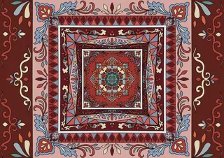 复古中式国潮风敦煌花纹装饰图案花卉藻井肌理圆形边框素材