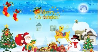 雪人圣诞节风景背景墙