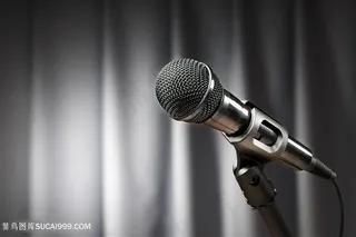 舞台幕布与麦克风高清图片