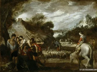 骑士骏马高清风景画油画