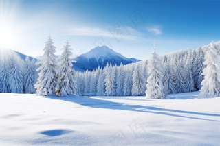 冬天雪景森林雾凇白雪摄影图