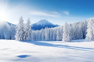 冬天雪景森林雾凇白雪摄影图