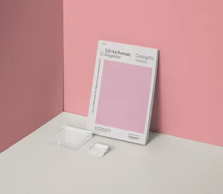 粉色墙面背景杂志样机