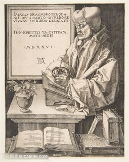 丢勒手绘男士看书装饰画