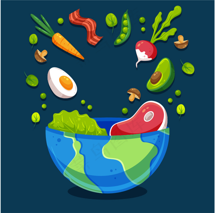 创意食物地球画面设计cdr矢量模版下载