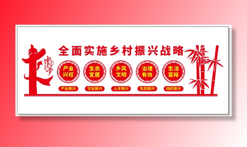 全面实施乡村振兴战略党建文化墙宣传栏cdr矢量模版下载