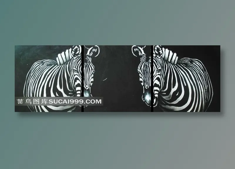 两只斑马装饰画