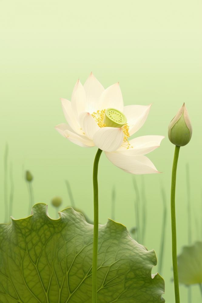 简洁淡雅荷花绿色清新背景