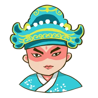 卡通京剧戏剧人物脸谱插画PNG图片 国潮中国风Q版戏剧人物PS素材