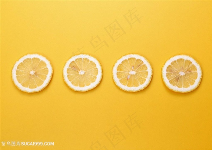 水果四片柠檬切片