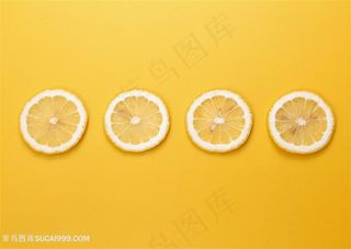 水果四片柠檬切片
