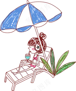 可爱女孩喝水矢量