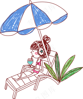 可爱女孩喝水矢量