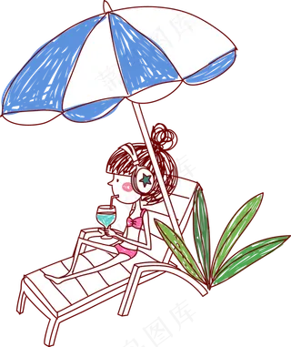 可爱女孩喝水矢量