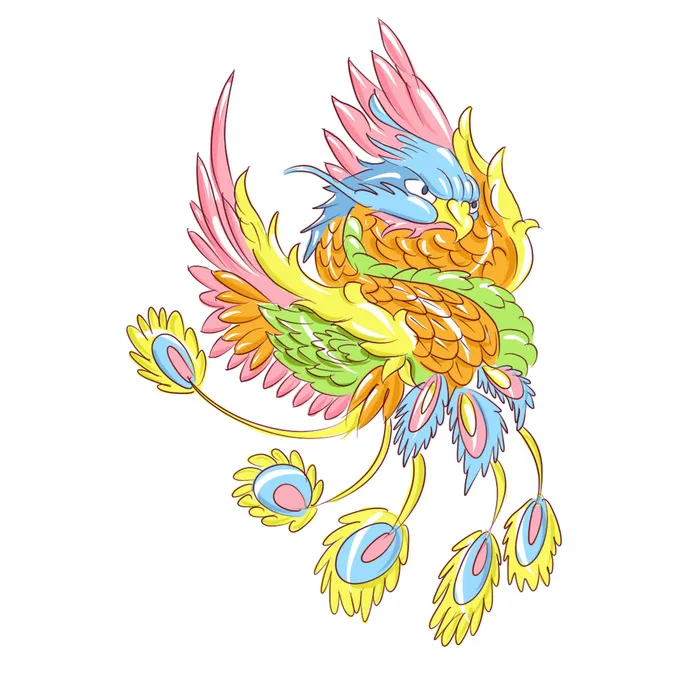 手绘国潮中国风神龙凤凰卡通形象插画装饰元素图案PSD设计素材psd模版下载