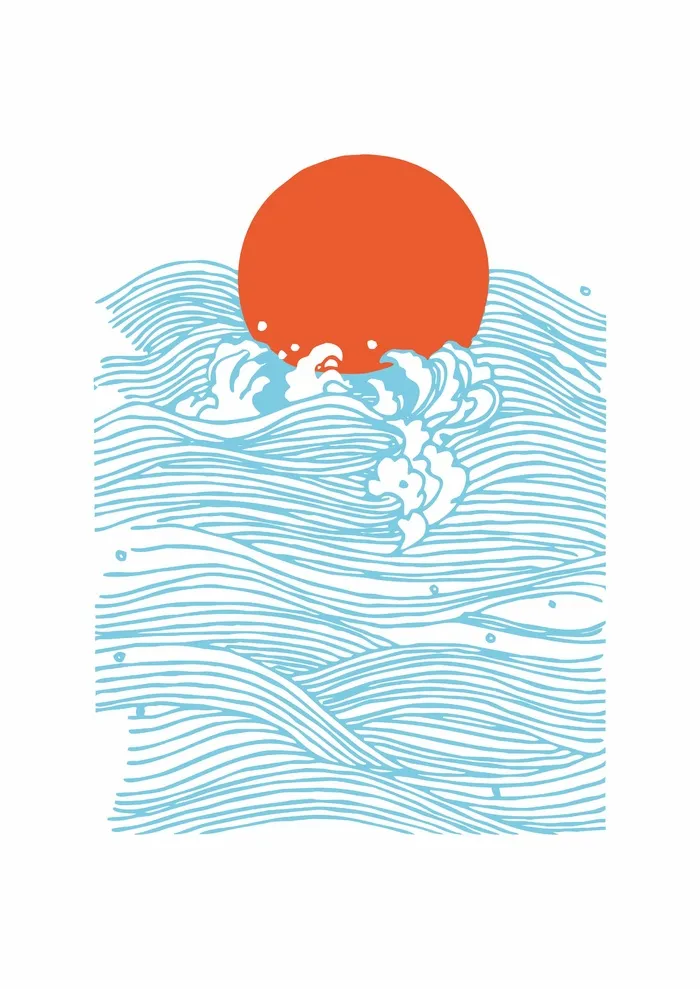落日太阳浪花cdr矢量模版下载