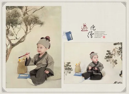 儿童工笔画PSD模板道德经-004