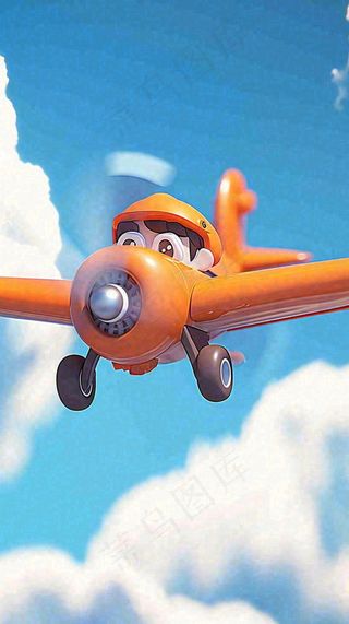 卡通少年男孩飞行飞机玩耍，可爱儿童节，天空白云