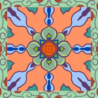 复古中式国潮风敦煌花纹装饰图案花卉藻井肌理圆形边框素材