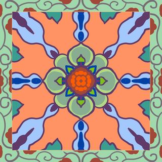 复古中式国潮风敦煌花纹装饰图案花卉藻井肌理圆形边框素材