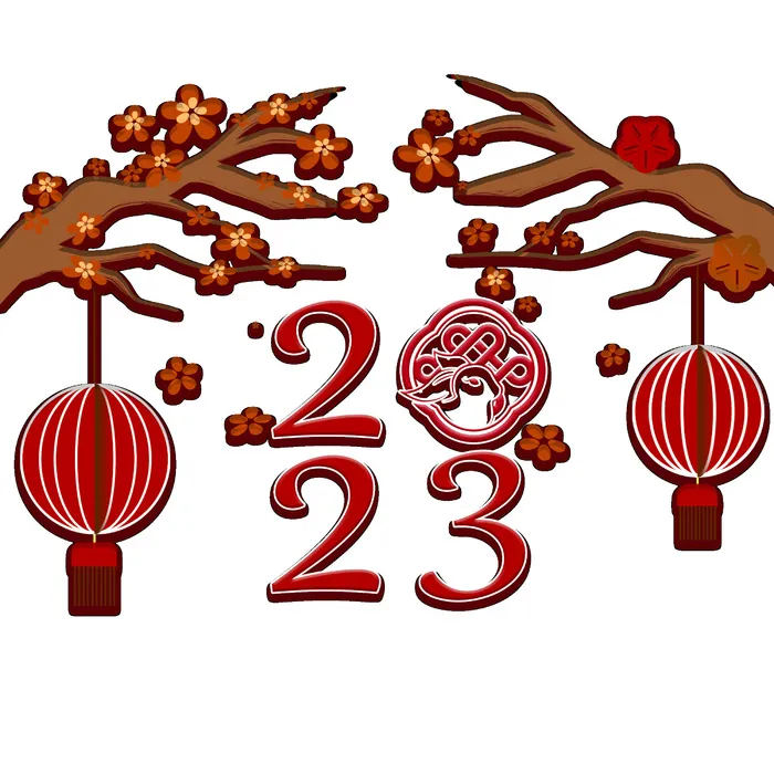 2023年兔年红色桃花psd模版下载