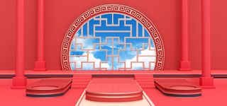 中国风国潮电商促销首页海报C4D背景图3D场景立体设计PSD素材模板