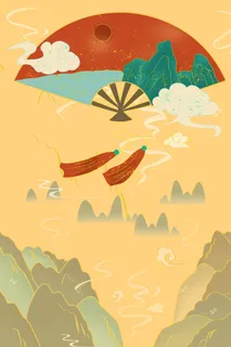 中式古典国潮来袭海报展板宣传背景图PSD设计PS模板素材