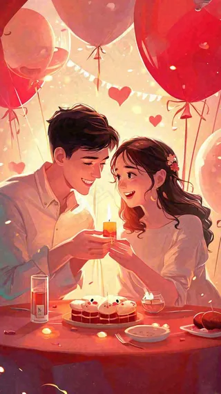 甜蜜情人节情侣爱情陪伴，爱心520温馨