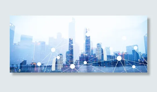 智慧城市科技矩阵蓝色背景