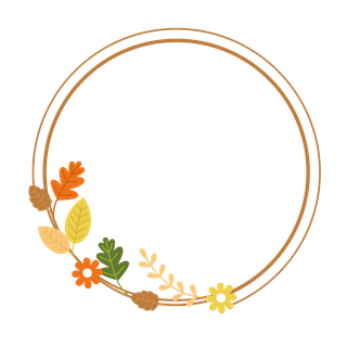 手绘树叶秋天边框线性圆形边框