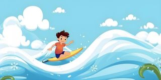 海洋冲浪浪花儿童男孩背景