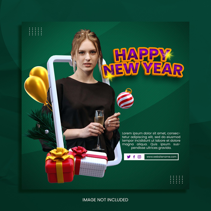 设计新年 2022 装饰素材psd模版下载