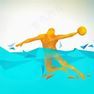 炫彩水球运动员手绘几何人物