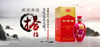 中国风背景封藏典酒醇柔典范搭档白酒促销banner海报